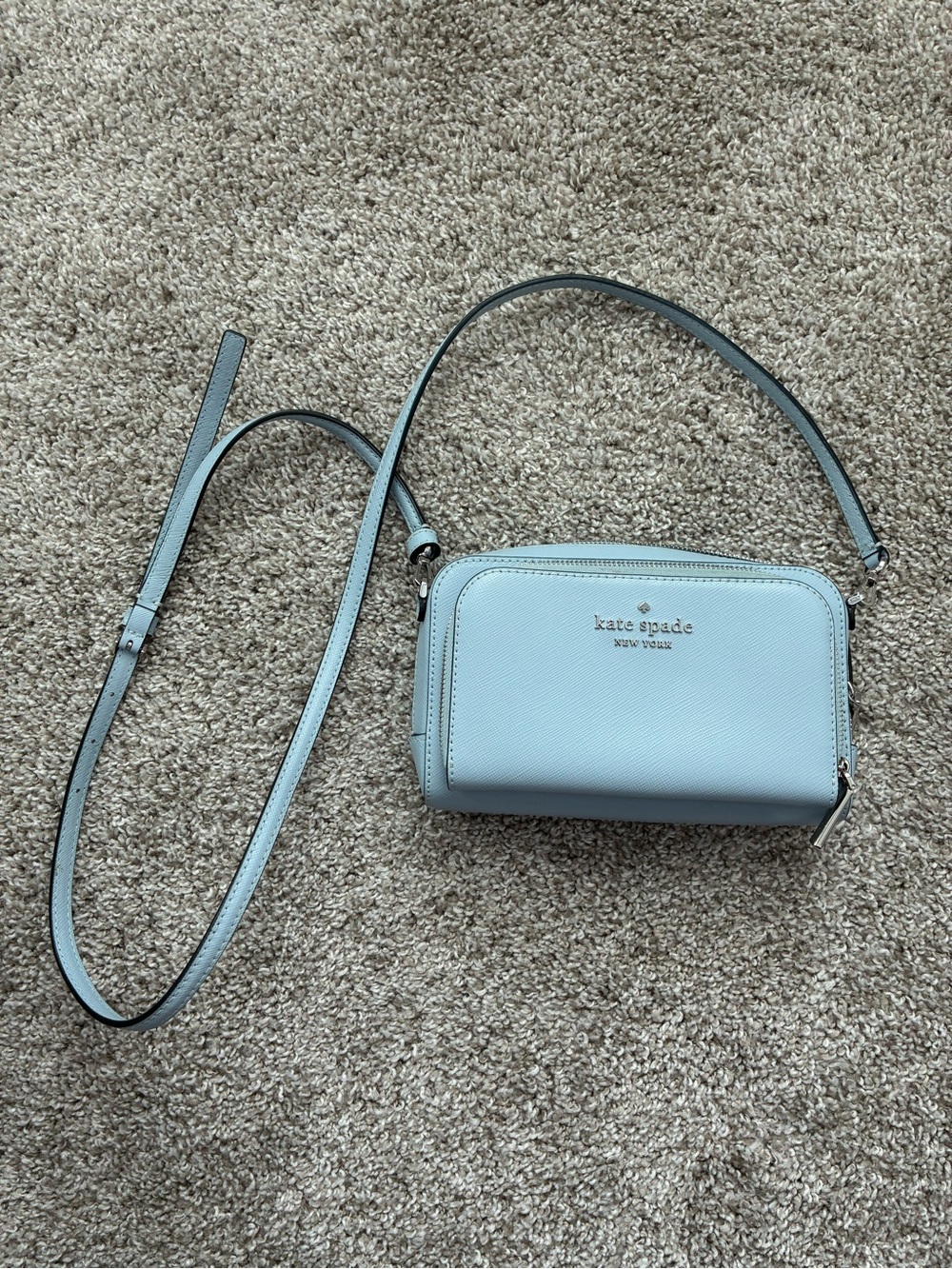 Kate Spade New York Women's Staci Dual Zip Mini Blue Crossbody Bag
